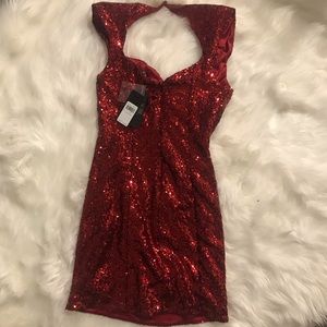 Guess red sequin bodycon mini dress.